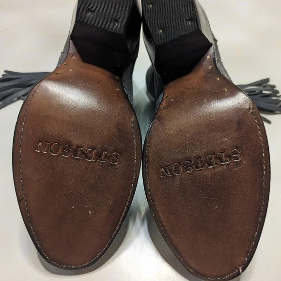 Grey Women's Stetson "Paris" Suede and Caiman Exotic Ankle Boots - Picture 8 of 8